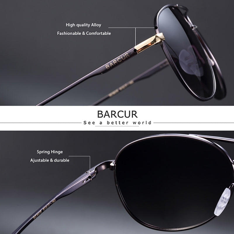 BARCUR Men Gradient Women Sunglasses Polarized Sun glasses for Men Pilot Gafas Oculos De Sol Masculino