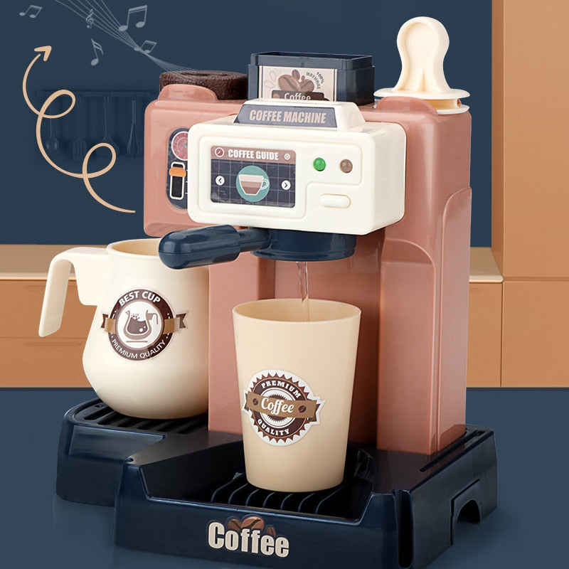 Kids Coffee Machine Toy Set Kitchen Toys Simulation Food Bread Coffee Cake Pretend Play Shopping Cash Register Toys For Children