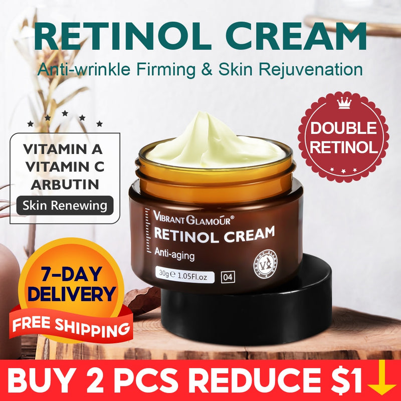 VIBRANT GLAMOUR Retinol Face Cream Anti-Aging Remove Wrinkle Firming Lifting Whitening Brightening Moisturizing Facial Skin Care