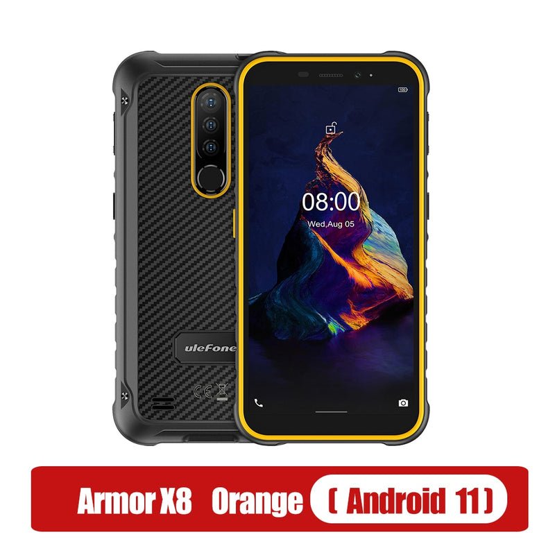 Ulefone Armor X8 Teléfono inteligente resistente al agua Android11 ​​Teléfono celular de 5.7 pulgadas 4GB 64GB ip68 Octa-core NFC 4G LTE Teléfono móvil