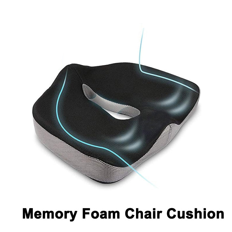 PurenLatex Memory Foam Chair Orthopedic Cushion Office Seat Pad Hemorrhoid Treat Car Seat Big Relief Pain Tailbone Coccyx Pillow