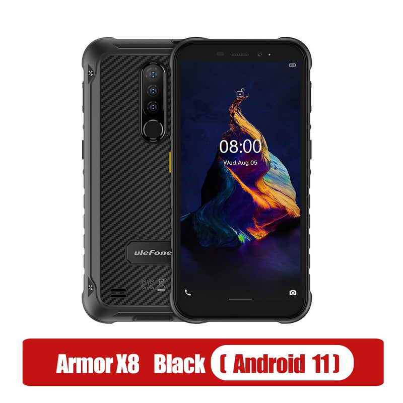 Ulefone Armor X8 Robustes wasserdichtes Smartphone Android11 ​​5,7-Zoll-Handy 4 GB 64 GB ip68 Octa-Core NFC 4G LTE-Handy