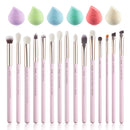 Jessup Eye Makeup Brushes Set 15pcs Precise Eyeshadow Brush Eyebrow EyeLiner Blending Concealer Natural Synthetic Black T177