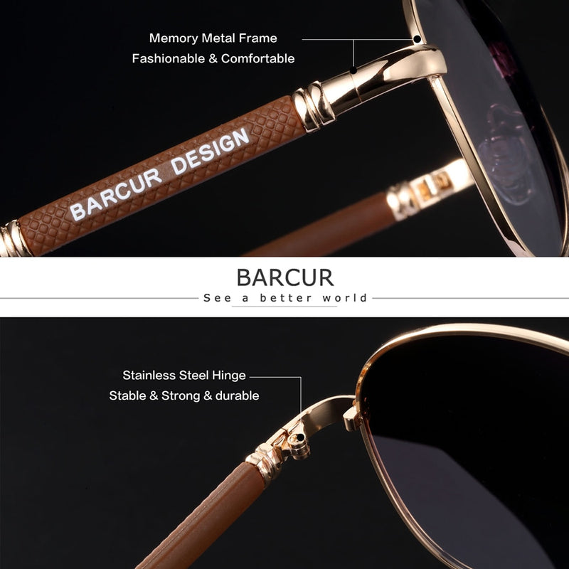 BARCUR Design Titanium Alloy Sunglasses Polarized Men&