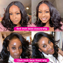Body Wave 13x6 Lace Frontal Wigs Human Hair Short Bob Wig 13x4 Closure Wig 180 Density For Black Women Brazilian Remy Hair