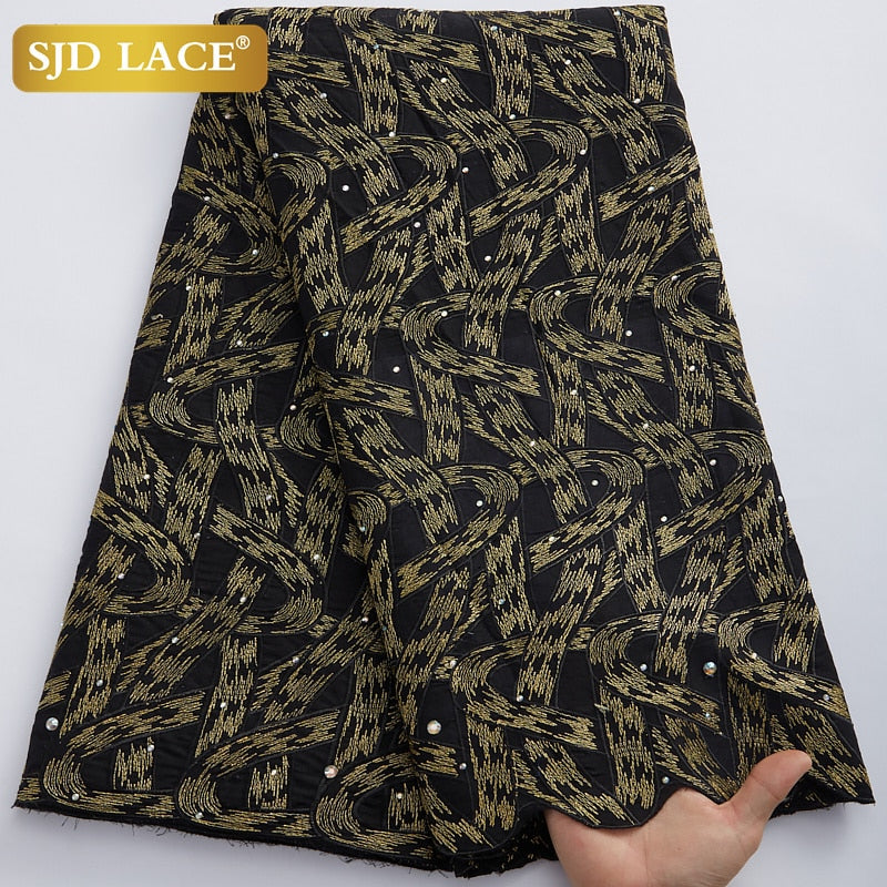 SJD LACE encaje de gasa suiza de alta calidad 5 yardas tela de encaje de algodón africano con agujero estilo Dubai para costura de ropa nigeriana A2324