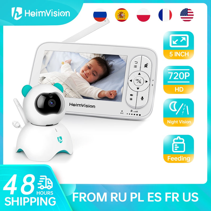 HeimVision HM136 Monitor de sueño para bebés con cámara 720P Video 5 pulgadas Pantalla LCD Niñera Seguridad Visión nocturna Cámara de temperatura