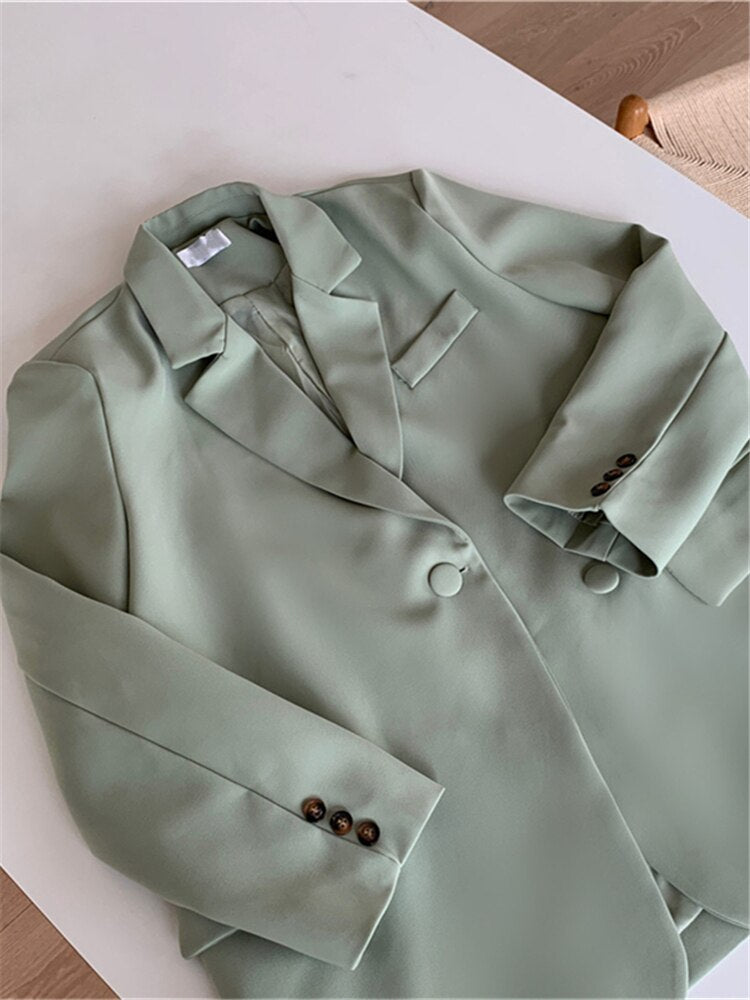 Colorfaith New 2022 Pockets Jackets Fashionable Vintage Oversized Wild Office Lady Autumn Winter Women's Blazers Tops JK20165
