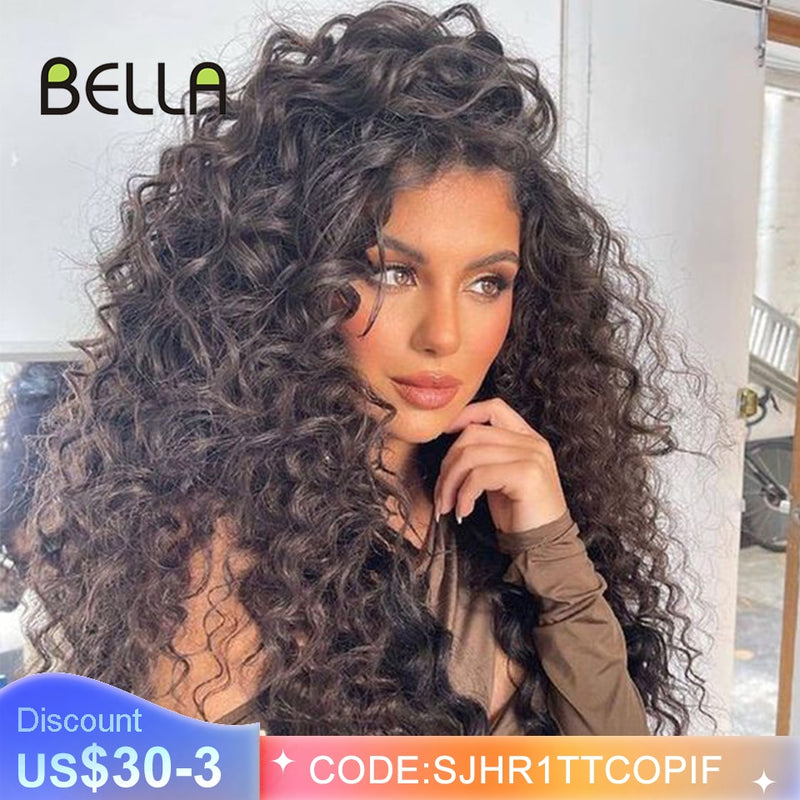 BELLA Lace Wigs Synthetic Deep Wave Curly Synthetic Lace Front Wig Blonde Wig Pink 30 Inch Hair Wigs For Black Women Cosplay