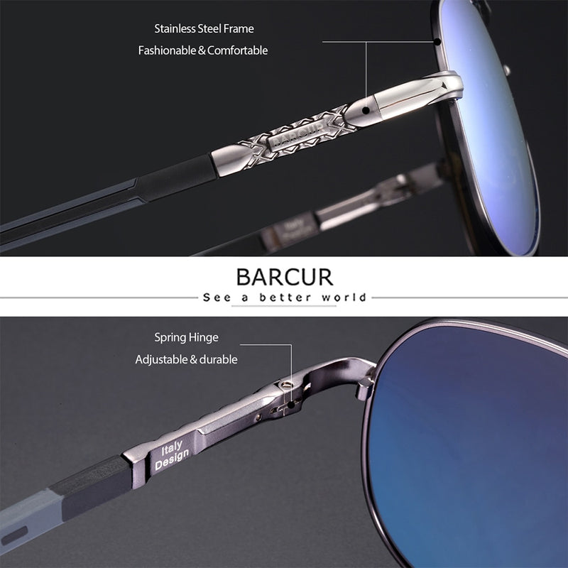 BARCUR Men sunglasses Polarized UV400 Protection Driving Sun Glasses Women Male Oculos de sol