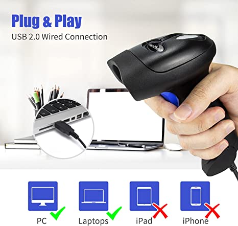 Escáner de código de barras 2D inalámbrico NETUM L8 y lector de código de barras QR 1D/2D con cable L5 PDF417 para terminal POS de inventario