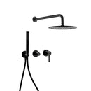 Built-in Shower Mixer Faucet Diverter With Water Outlet Holder Bagnolux Black Brass Rain Hand-Held Head Bathroom Set