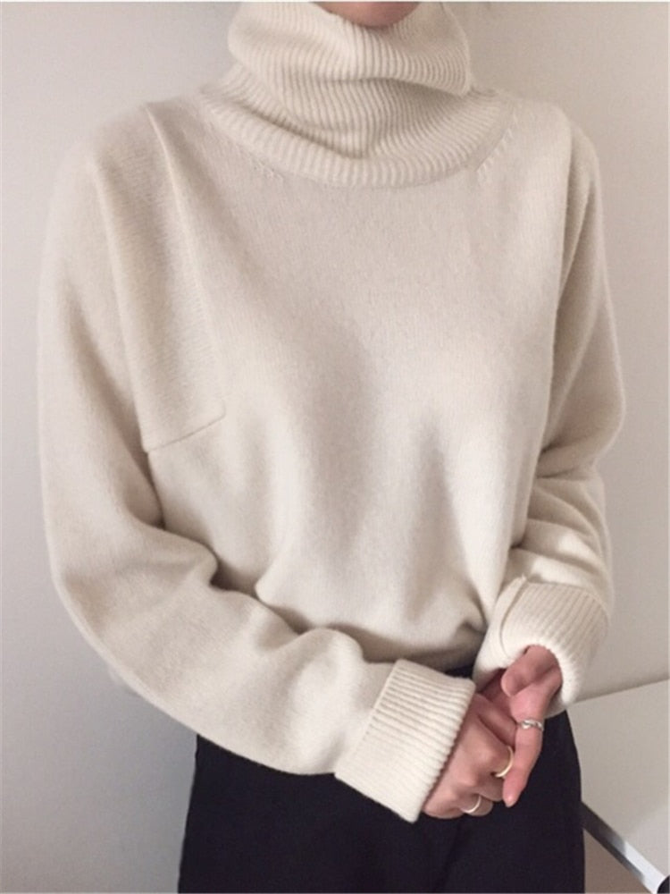 Colorfaith New 2022 Winter Spring Korean Style Knitwear Turtleneck Warm Pullover Solid Minimalist Elegant Women's Sweater SW7276