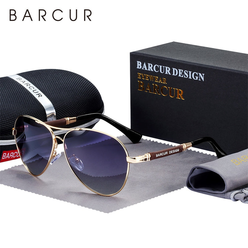 BARCUR Design Titanium Alloy Sunglasses Polarized Men&