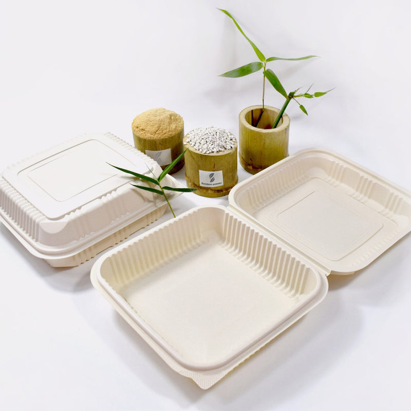 Platos biodegradables BBM-P004 aceptables modificados para requisitos particulares de bambú de la materia prima del OEM del logotipo