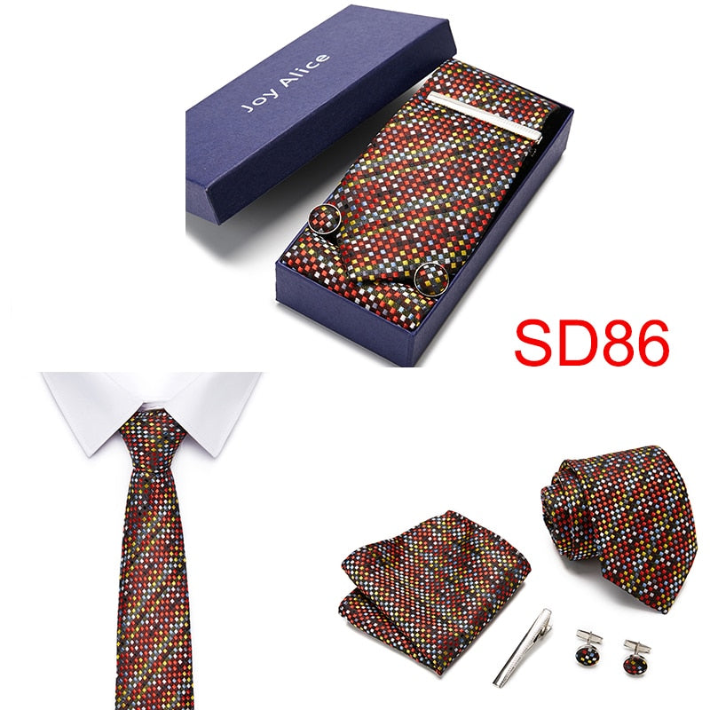 Gift Box 38 styles Tie Set Hanky Cufflinks With Gift Box Jacquard Woven Neckties Set For Men Wedding Party Lots of  accessories