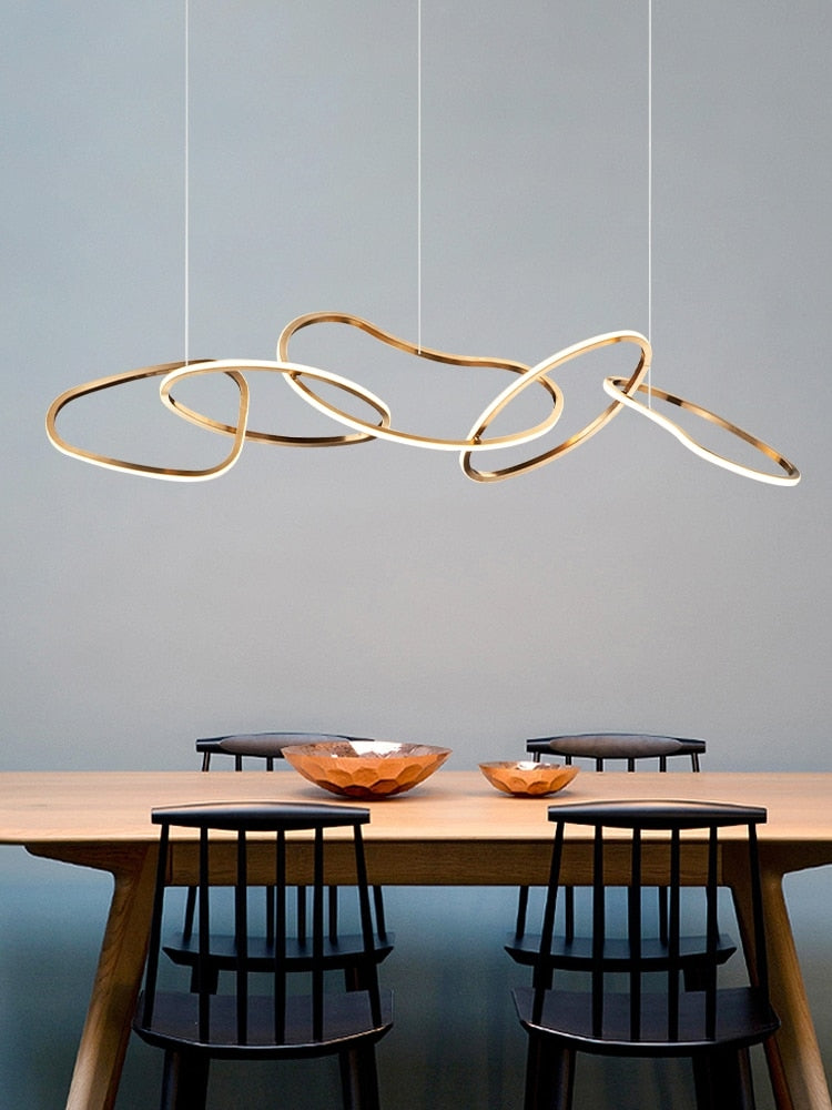 Lámpara de araña de lujo con luz simple, comedor creativo, restaurante, bar, lámparas de arte con personalidad minimalista