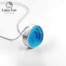 Lotus Fun Real 925 Sterling Silver Minimalism Style Fine Jewelry Geometric Near Round Design  Epoxy Pendant without Necklace