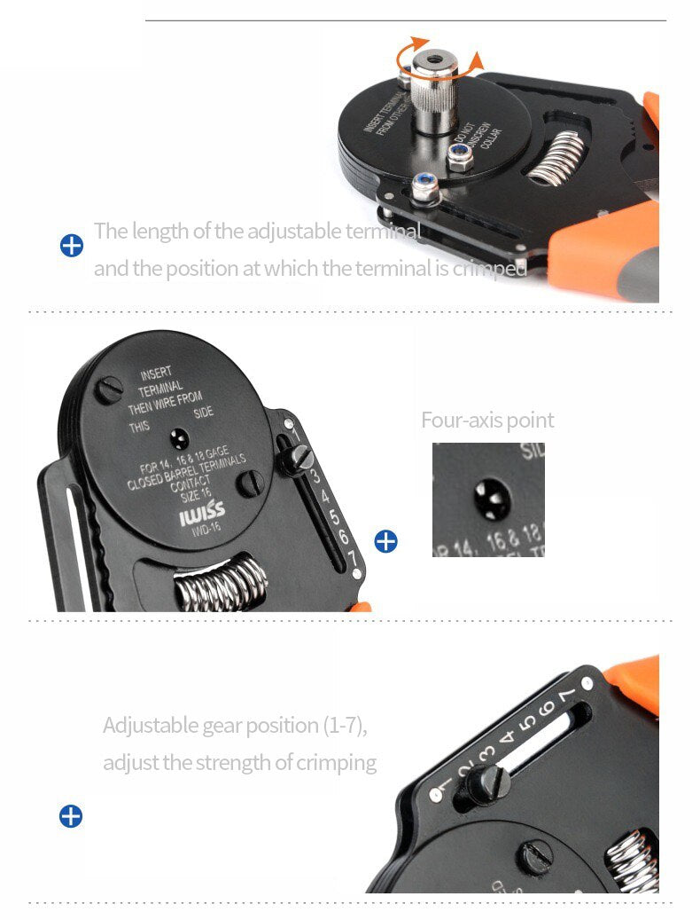 IWD-16 Suitable for Deutsch Connector Crimping Pliers Machining Car Terminal lathe Male and Female Pin 16