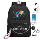 Disney Kawaii Stitch Bag Zipper USB Charging Mochila Capacity Backpack Women Kpop School Bags for Teenage Girls Students