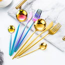 24pcs Gold Dinnerware Set Stainless Steel Tableware Set Knife Fork Spoon Luxury Cutlery Set Gift Box Flatware Dishwasher Safe