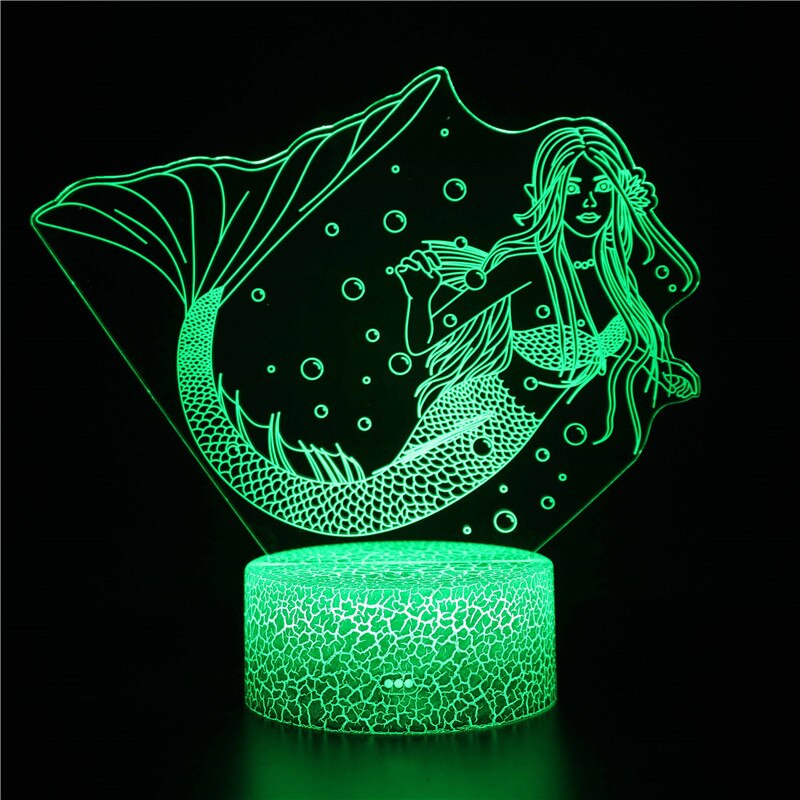 Beautiful Disney Mermaid Princes Ariel Cartoon LED Night Light Children Kids LED Nightlamp Girls Gifts 3d Decorative Table Lamp