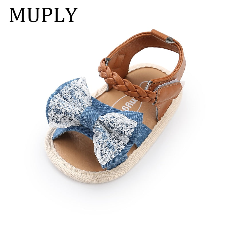 2021 New Soft Sole PU Baby girls Canvas bow First Walkers Shoes Fashion Summer Prewalkers First walker Toddler Moccasins