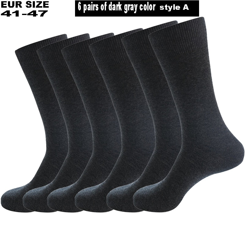 6 Pairs/Lot Large Size Men Socks Cotton Long Business Compression Harajuku Socks Winter Gentleman Sox Sokken Plus Size EU41-48