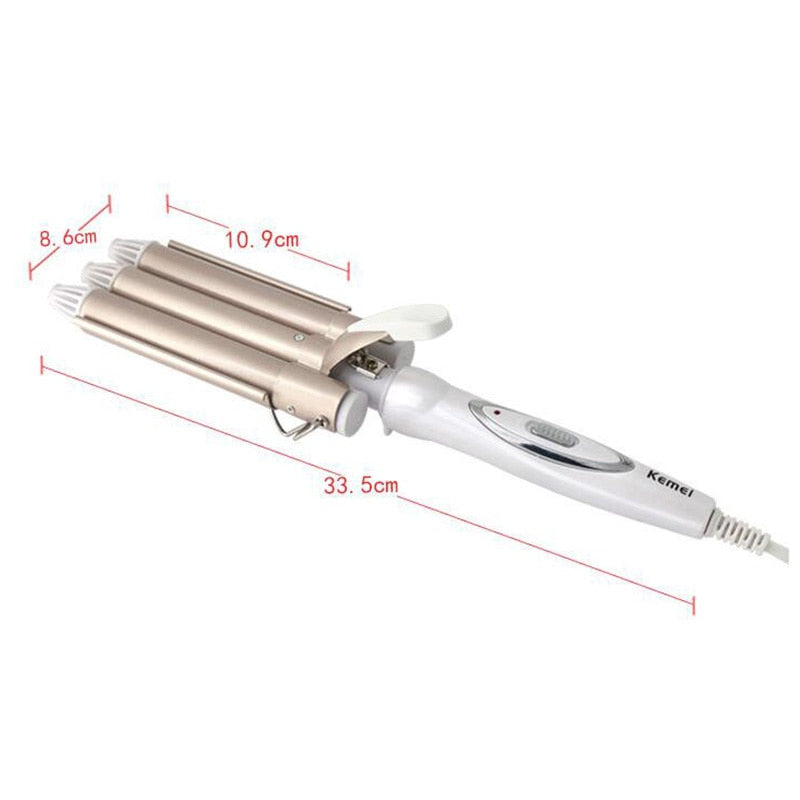 Kemei Professional Curling Iron Ceramic Triple Barrel Hair style Hair Waver Styling Tools 110-220V Hair Curler Electric Curling