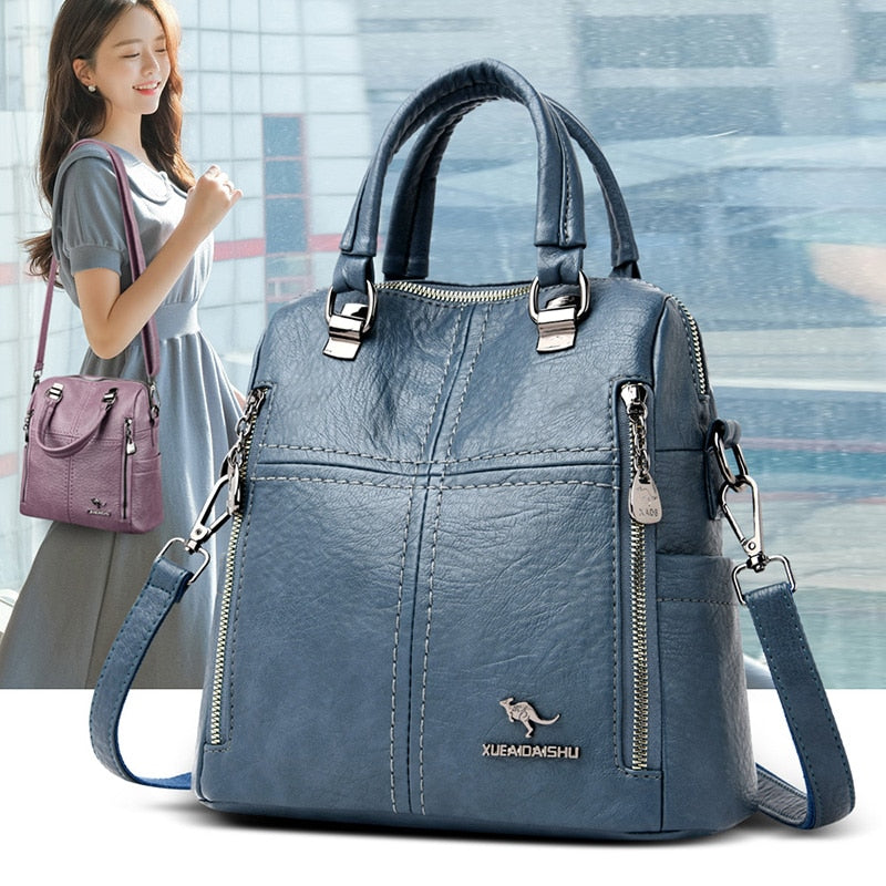 LANYIBAIGE New Women Backpack Multifunction Bags Designer High Quality Leather Women Crossbody Bag  School Bags Travel Backpacks