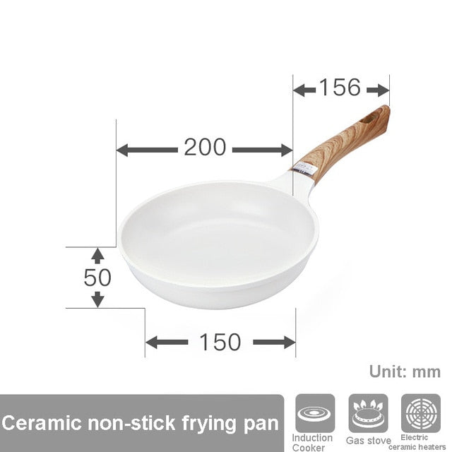 Ceramic Frying Pan Cookware Set Pot and Non Stick Cooking Pan Set Breakfast Crepe Pan Honeycomb Wok Japanese Kitchen Enamel Pan