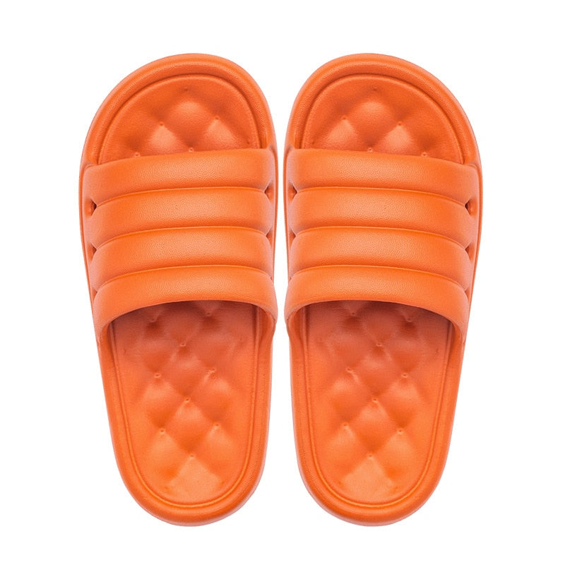 Bonitas pantuflas para el hogar de Color caramelo, plataforma de 3,5 cm, parte inferior gruesa, toboganes suaves antideslizantes, suelas de masaje, zapatos de baño para hombres y mujeres