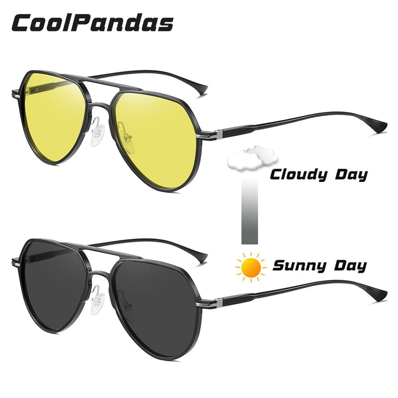 CoolPandas Brand Pilot Sunglasses Men Women Photochromic Day Night Driving Polarized Sun Glasse Chameleon anteojos de sol hombre