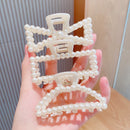 Imitation Pearls Acrylic Hair Claws Clip for Women Geometric Cross Square Hairpin Makeup Hair Styling Barrettes Hair Accessories