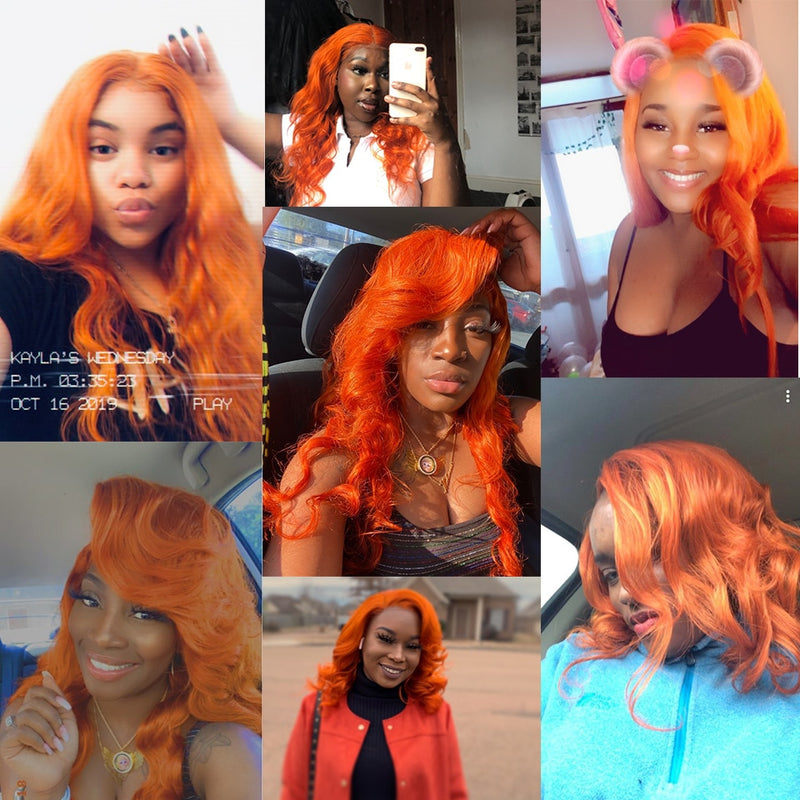 Body Wave Bundles With Closure Blonde Orange Bundles With Frontal 3/4 Bundles With Closure Brazilian Hair Weave Bundles Fast USA