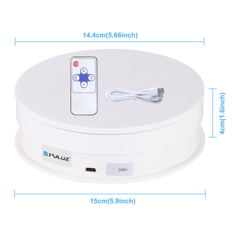 PULUZ USB Elektrischer 360-Grad-drehbarer Plattenspieler-Ausstellungsstand für Fotografie Video Vlog Shooting Requisiten Plattenspieler 15 30cm