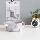 INS Pompom Cotton Rope Storage Baskets Handmade Woven Dirty Clothes Laundry Basket Kids Toys Desktop Sundries Organizer Hamper
