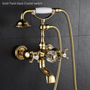 Luxury Crystal Handle Bathtub Gold Brass Faucet with Hand Shower Telephone Type Bath Faucets Sets Mixer Tap Wall Mounted EL8310G