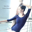 Women Black Mesh Dance Leotards Three Quarter Sleeve Ballet Leotards Adult Ballet Practice Dance Costume Gymnastics Leotards