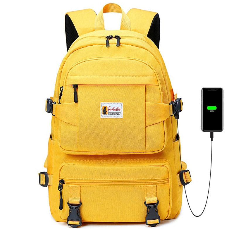 Fashion Yellow Backpack Children School Bags For Girls Waterproof Oxford Large School Backpack For Teenagers Boys Schoolbag