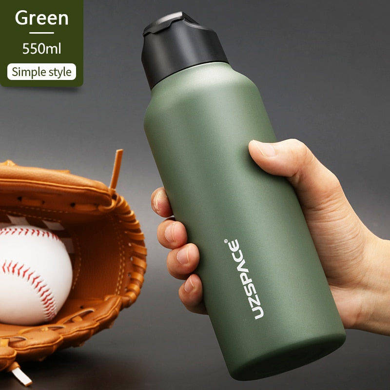 New Stainless Steel Water Bottle With Straw Direct Drinking 2 Lids Vacuum Flasks Insulated Travel Portable Thermal Climb Thermos