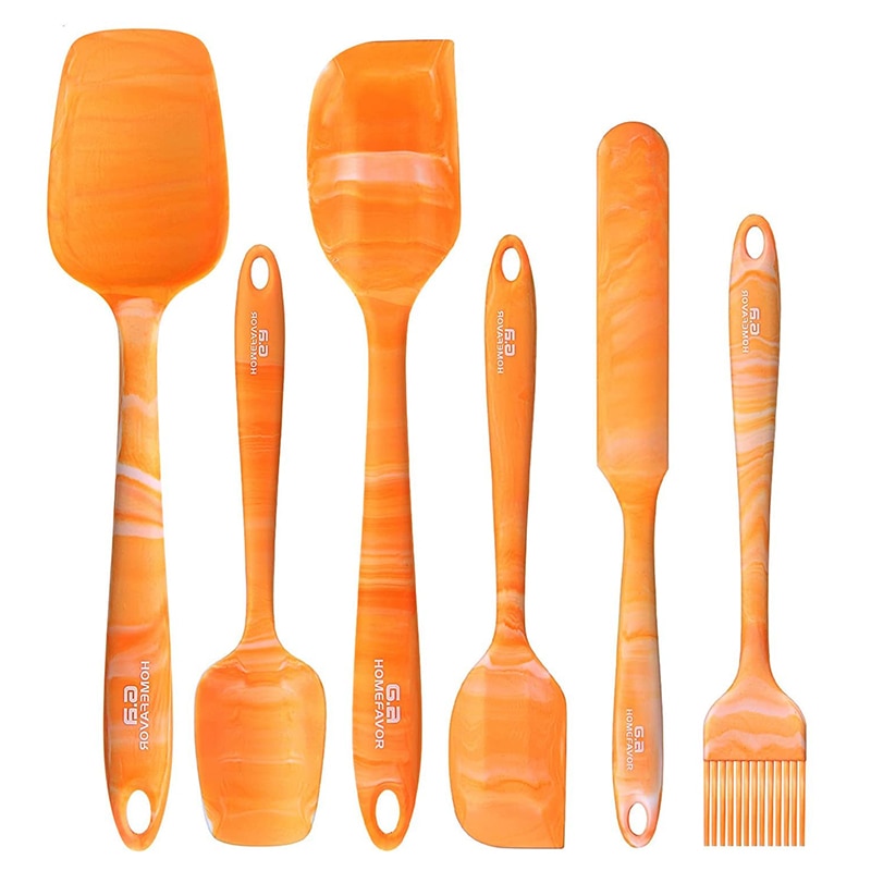 6 Pcs Kitchen Utensils Set Kitchenware Spatula Spoon Scraper Brush Tools Silicone Baking Cooking Cake Accessories