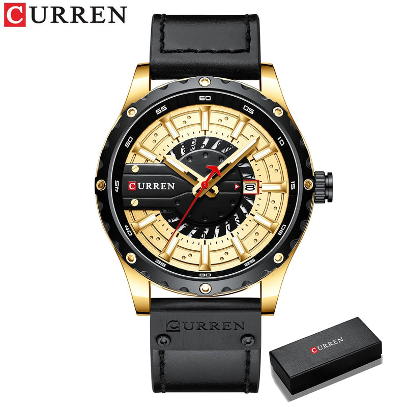 CURREN Watches Top Brand Fashion Leather Wristwatch Casual Quartz Men&