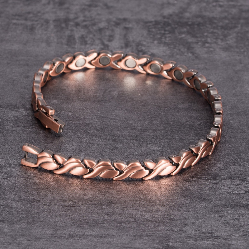 Magnetic Pure Copper Bracelets for Women Vintage Chain Health Energy Magnetic Bracelets &amp; Bangles for Arthritis Women Jewelry