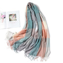 2022 Plaid Women Hijab Scarf Pashmina Lady Shawls Foulard Headband Tassel Cashmere-like Winter Scarves Warm Female Wraps Bandana