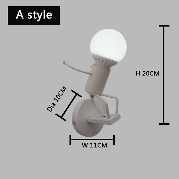 simplicity matchstick man Cartoon wall light Children&