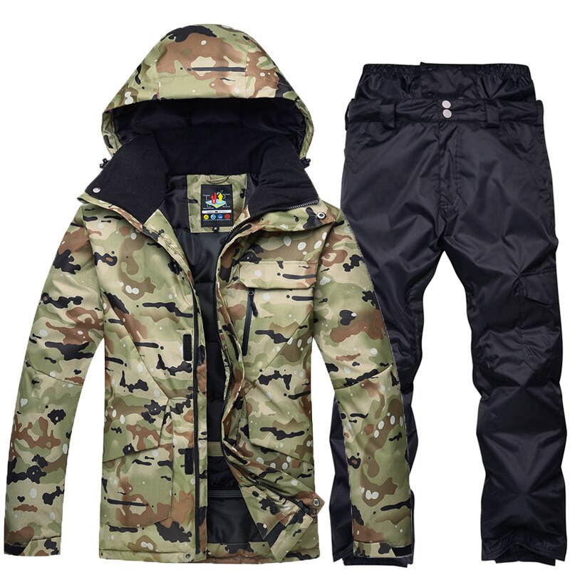 New Mens Camouflage Ski Suit Waterproof Breathable Snowboard Jacket Winter Snow Pants Suits Male Skiing and Snowboarding Sets