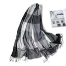 2022 Plaid Women Hijab Scarf Pashmina Lady Shawls Foulard Headband Tassel Cashmere-like Winter Scarves Warm Female Wraps Bandana