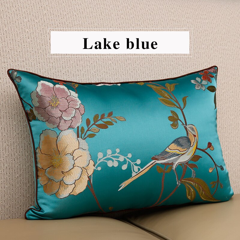 High precision embroidery jacquard pillow case mahogany sofa cushion pillowcase headboard large back pillow back cover customize