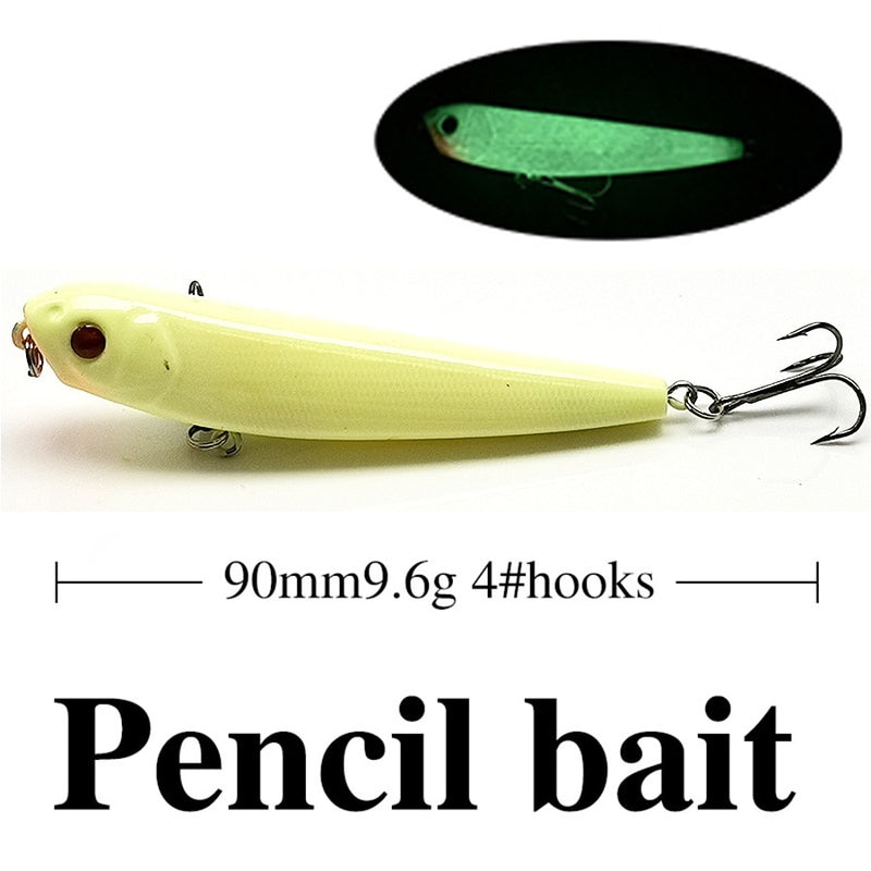 Hartes/leuchtendes/gefälschtes/künstliches Köder-Set Wobbler Tackle Box Minnow Popper Crank Pencil Vib Winter 5PCS Night Fishing Lures Set